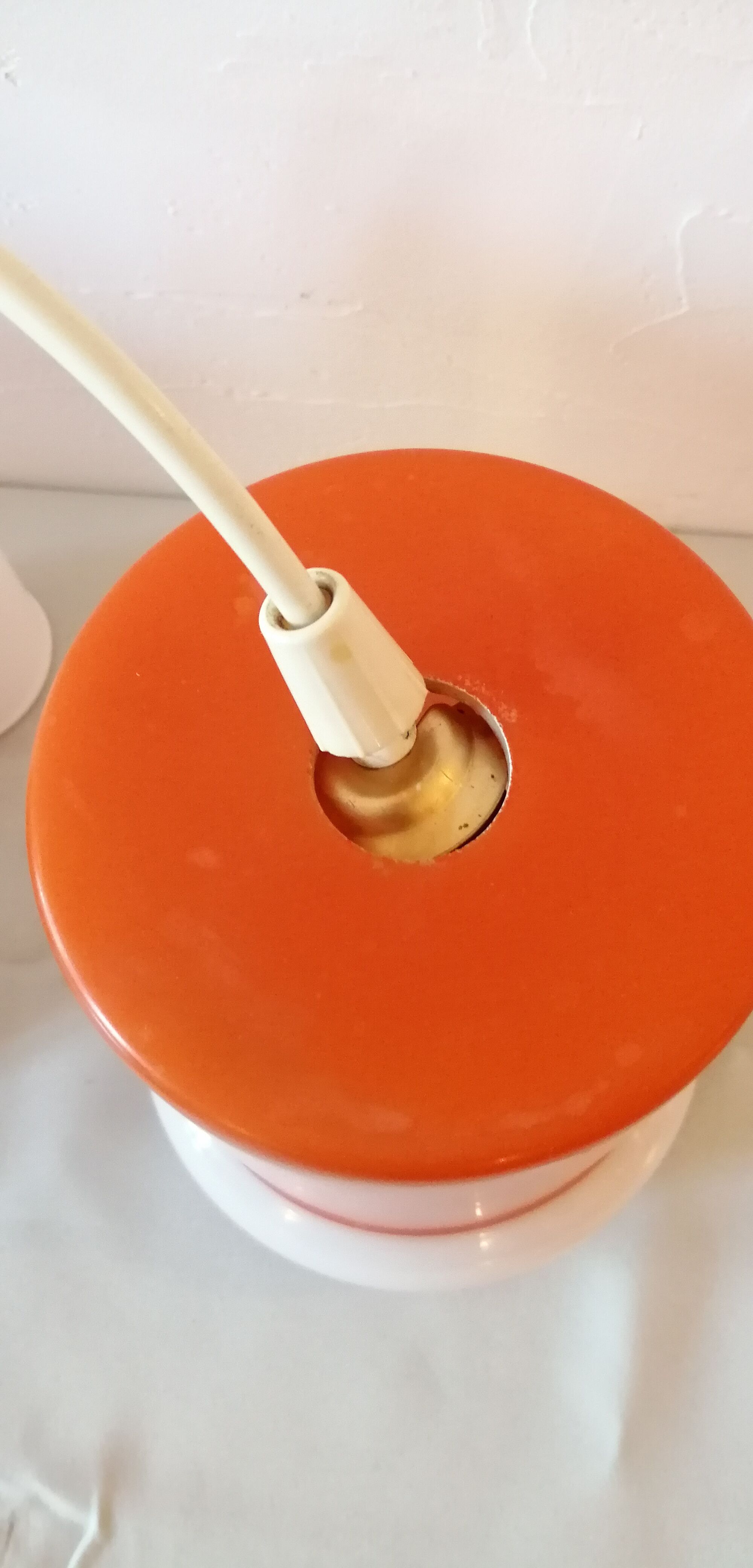 Set de 3 suspensions en opaline orange vintage