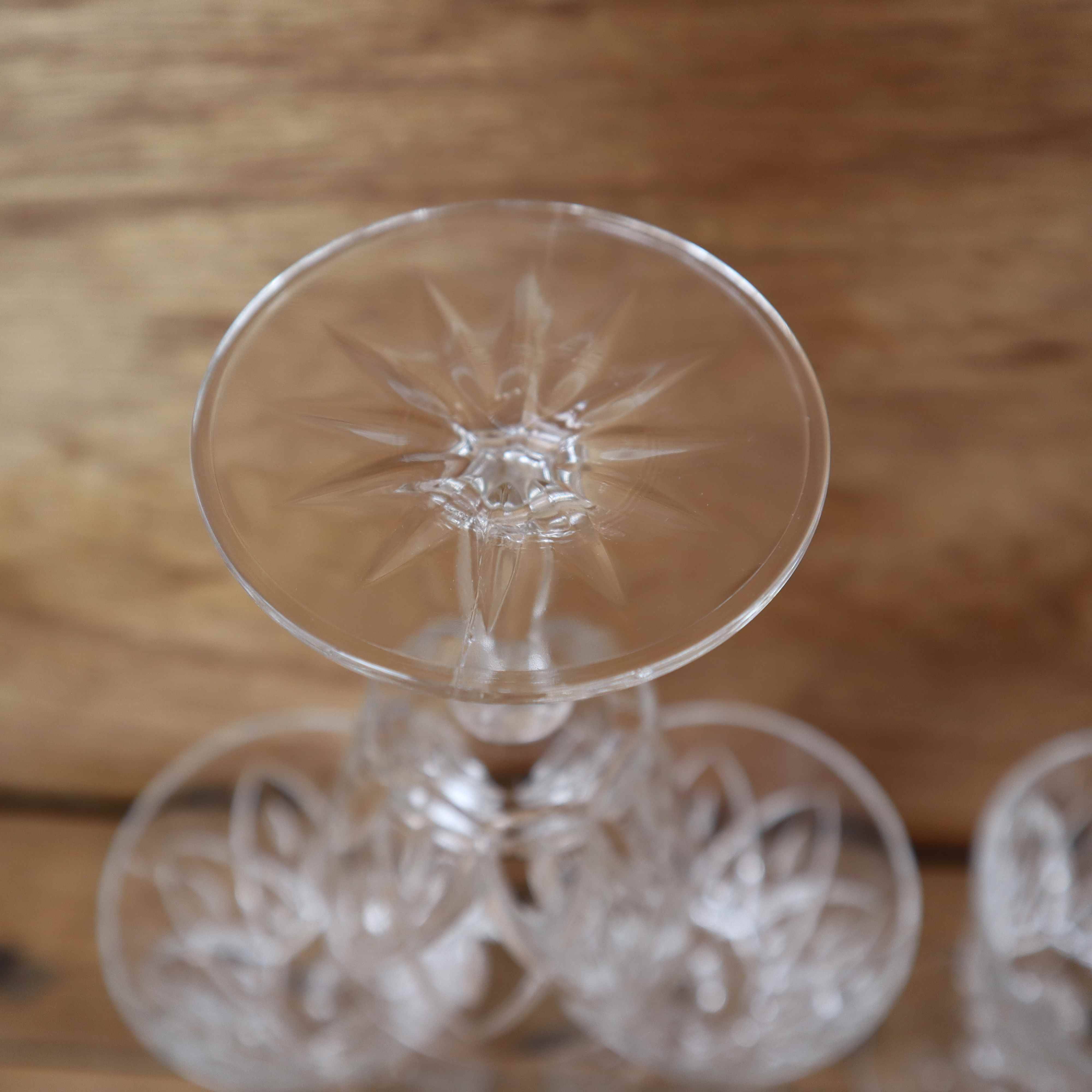 Set of 6 Arlequin red wine glasses in Reims crystal glass 1950