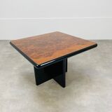 Side table end of sofa 70s in elm magnifying glass