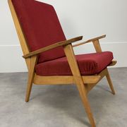 Pair of 50s vintage boomerang armchairs velvet and wood