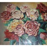 Gouty 'bouquet of roses' oil on canvas table