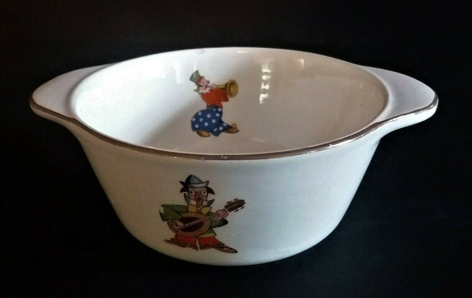 Earthenware bowl Sarreguemines décor clowns 60s