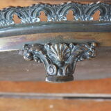 Centre de table en verre miroir ancien en bronze et verre miroir