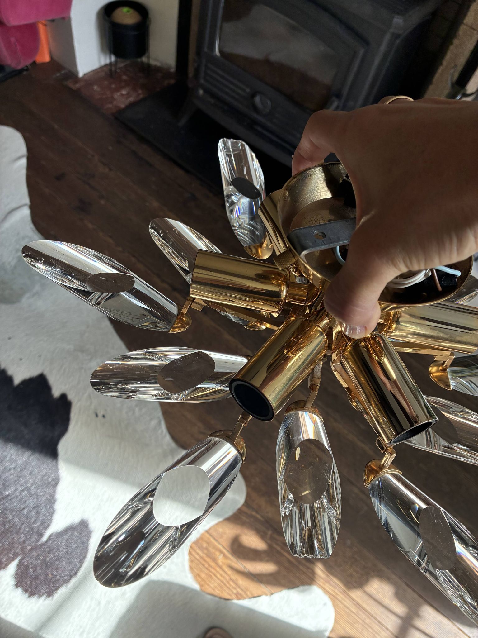 Vintage sputnik ceiling light — glass spikes