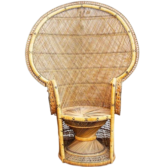 Fauteuil Emmanuelle en osier, années 70