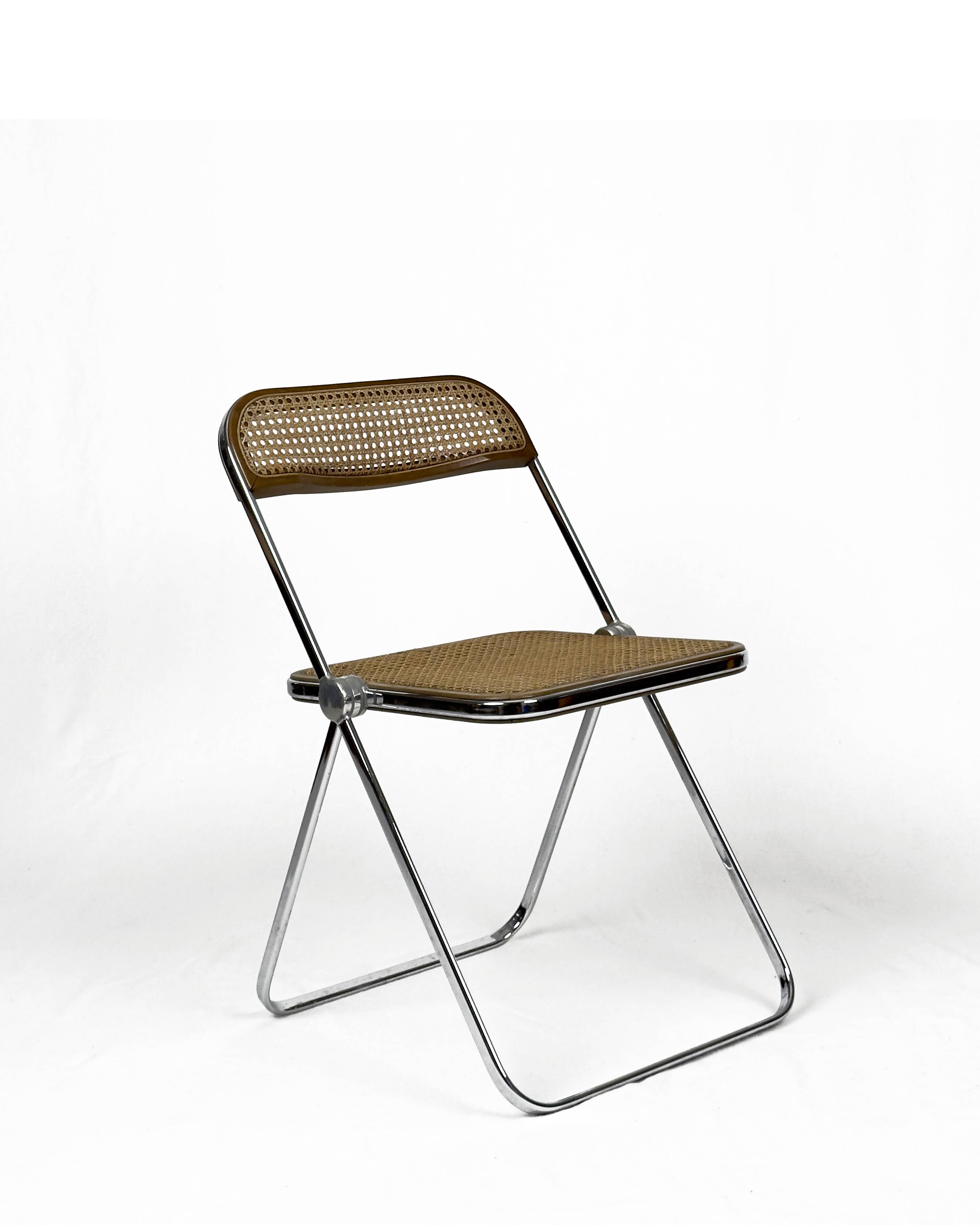 vintage “Plia” Chair with Vienna Straw/ Cane by Piretti, Italy 1960s