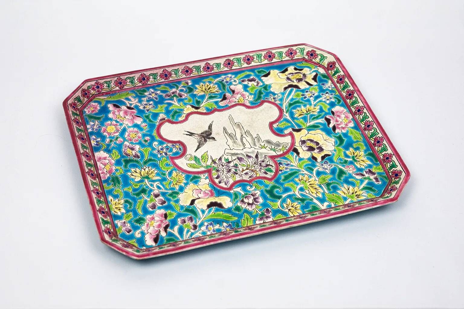 Plateau Longwy in cloisonné enamels, 1887 – Swallow decoration