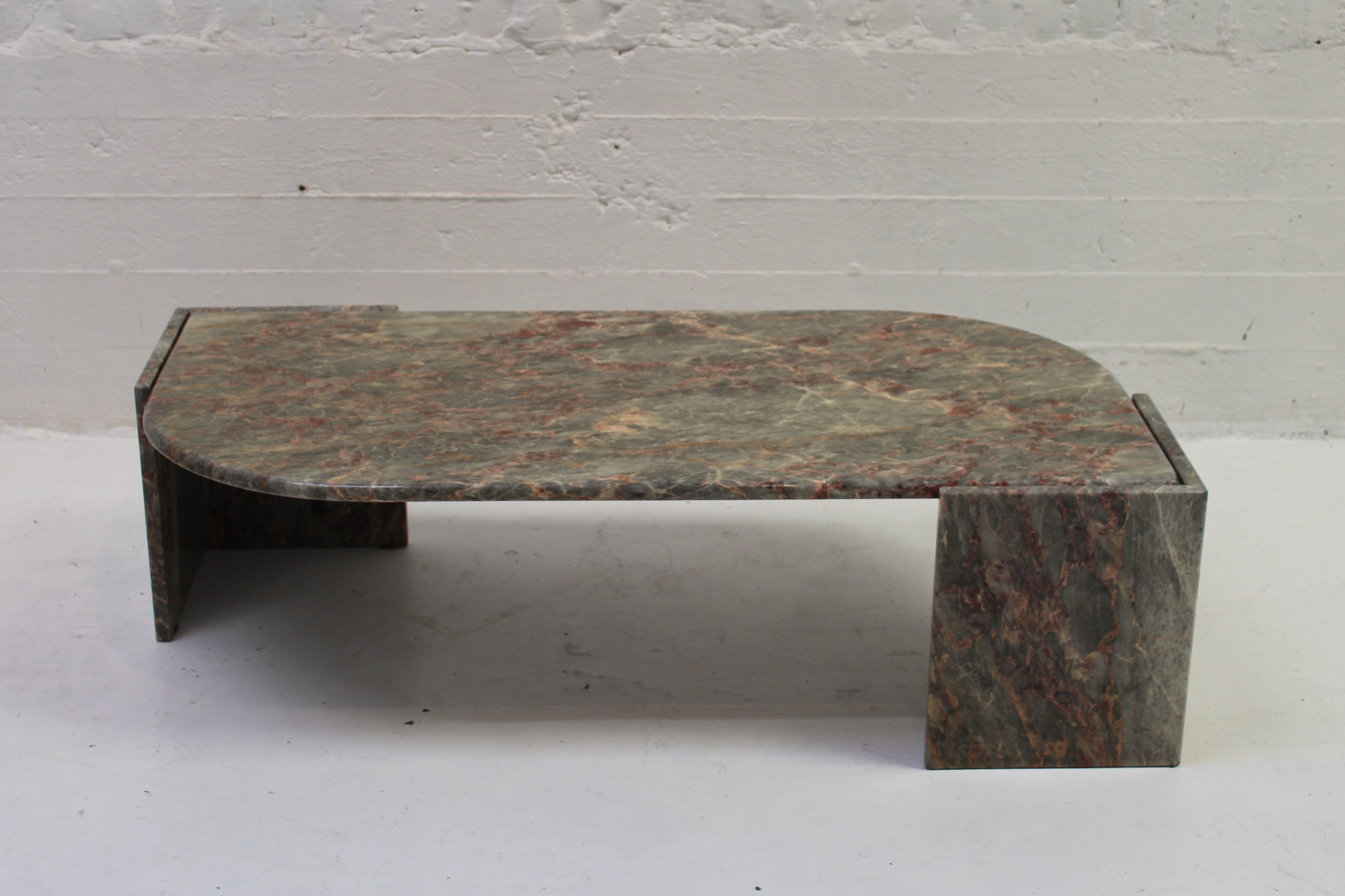 Vintage green and red marble coffee table
