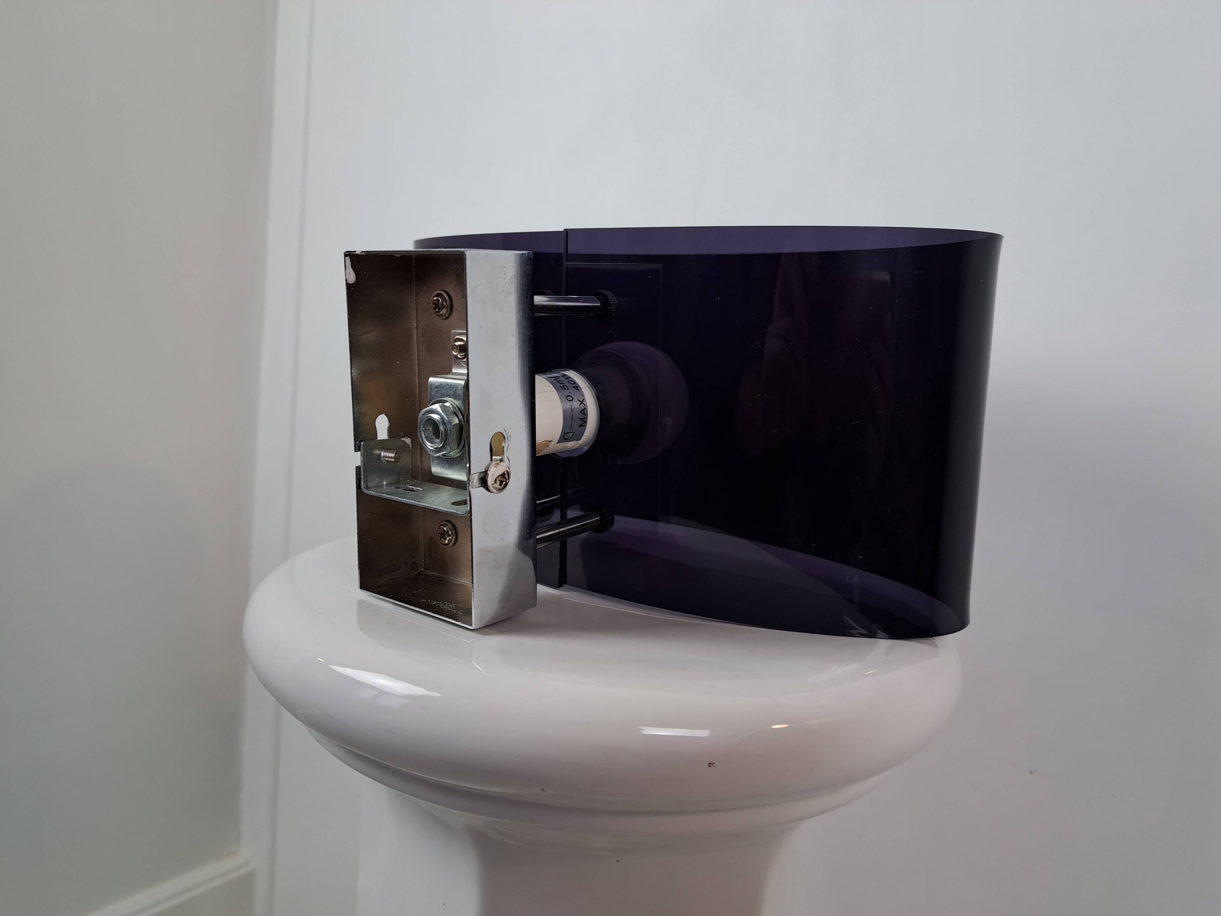 Pair of smoked plexiglass wall lights