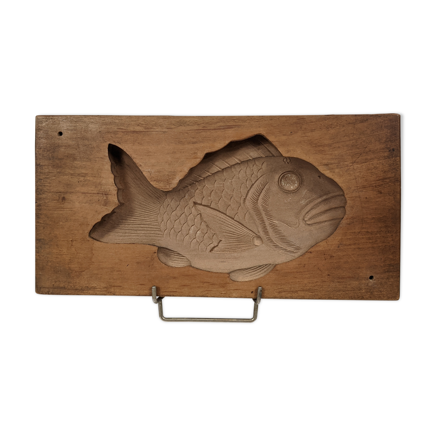 Cake mold - Kashigata - carp - Japan, Showa. Carved cherry tree. ob17