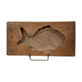 Cake mold - Kashigata - carp - Japan, Showa. Carved cherry tree. ob17