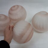 Lot of 4 globes vintage glass opaline 1960 pink