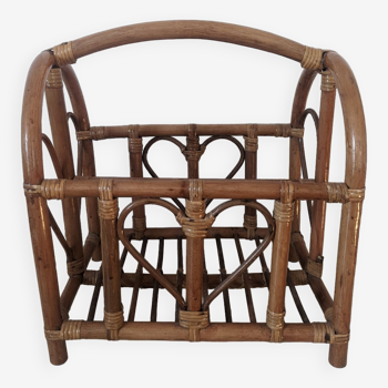 Wicker and bamboo magazine rack