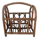 Wicker and bamboo magazine rack