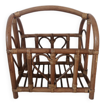 Wicker and bamboo magazine rack