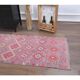 Vintage Turkish Hand-Knotted Wool Cotton Pink Runner 83x324