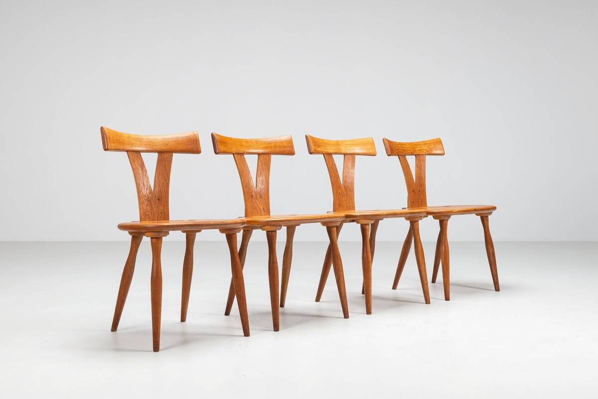 Set of four Scandinavian dining chairs in oak Denmark 1960