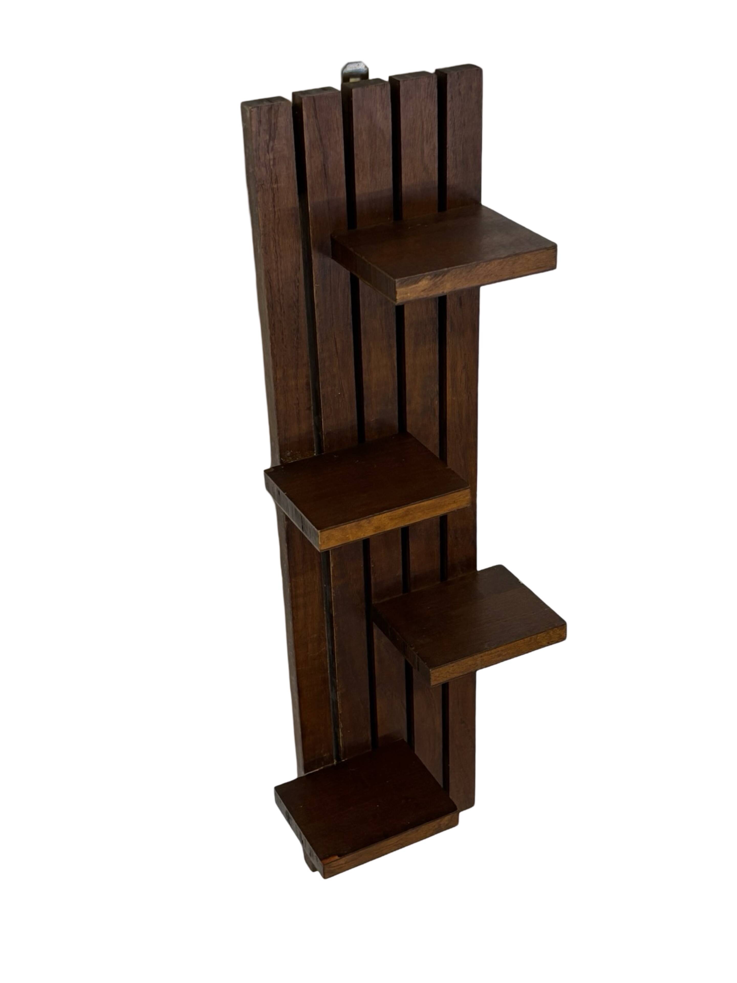 vintage wall shelf plant support, decoration oak wood