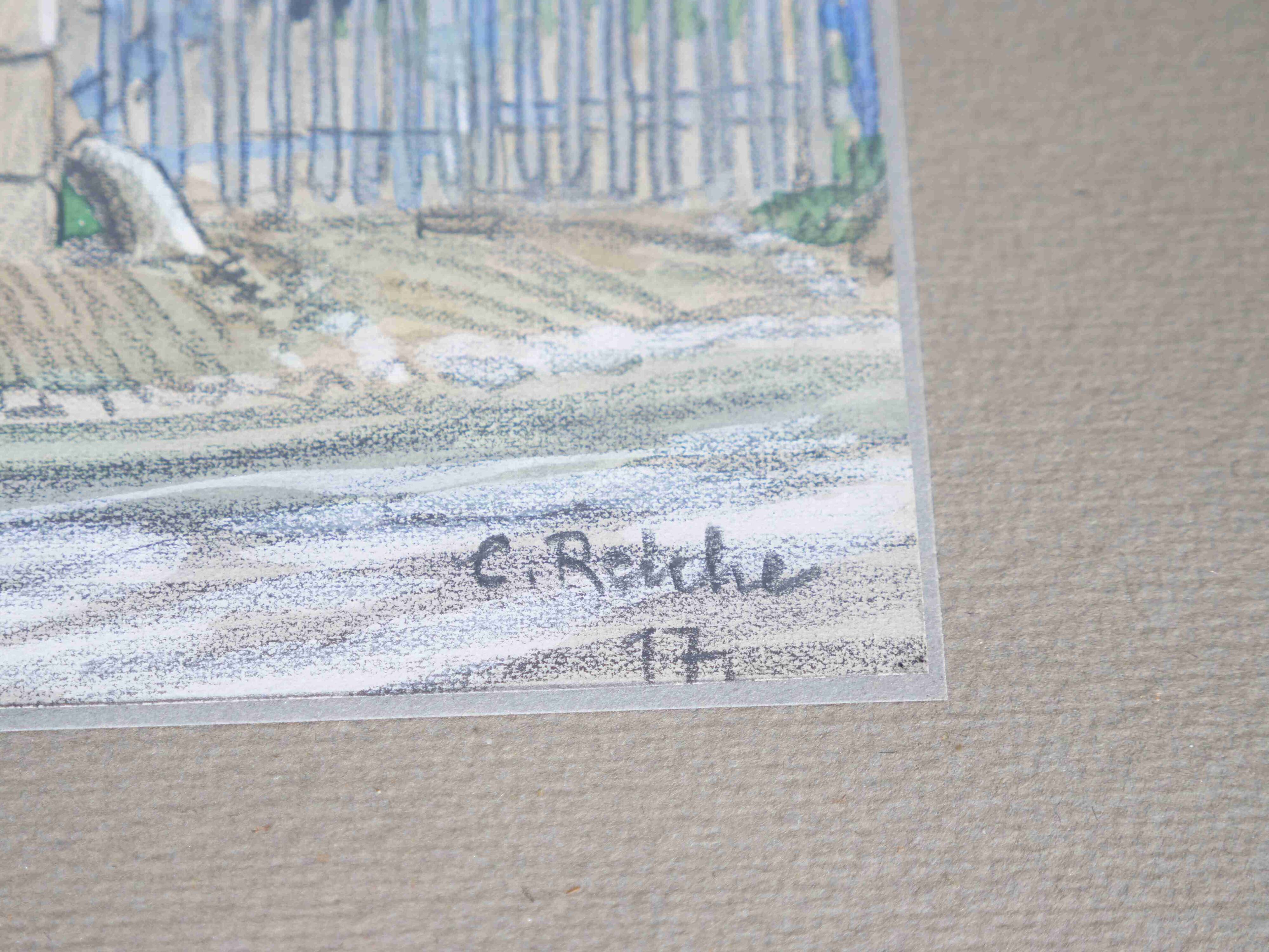 Watercolor Shed in Sévigny / Champagne – Signed Reiche, 1917