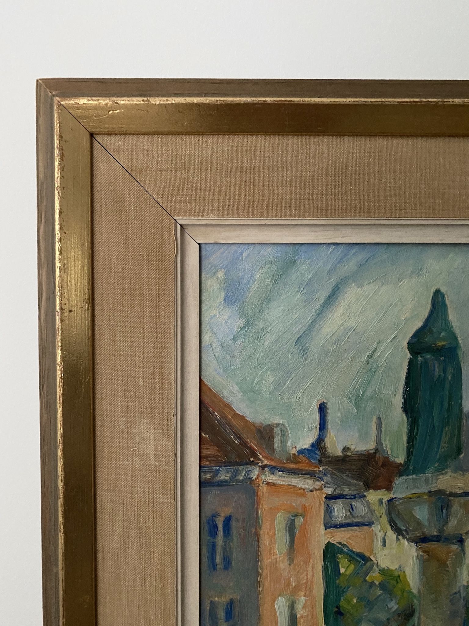 'Monument' - Vintage mid century swedish oil painting