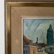 'Monument' - Vintage mid century swedish oil painting