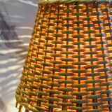 Wooden table lamp and rattan lampshade