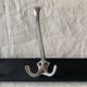 Vintage wall coat rack in wood and black Skai - 6 coat hooks