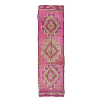 Pink Brown Turkish Runner Rug 86x300Cm SKU 18158