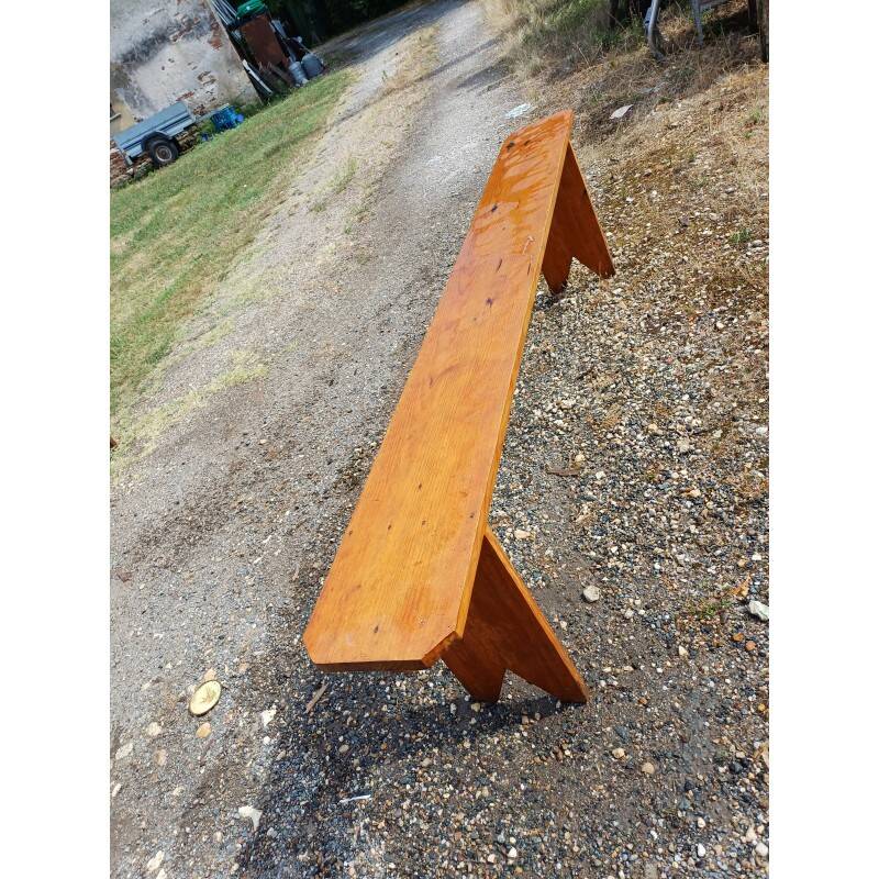Table de ferme campagnarde en chêne et pin + 2 bancs