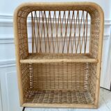 Rattan and light bamboo shelf 60s-70s
