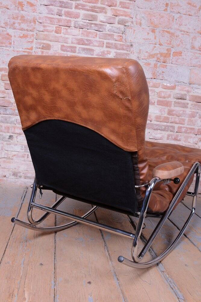 Mid-Century Rocking Reclining Armchair in Chrome by Lama, France, 1960s