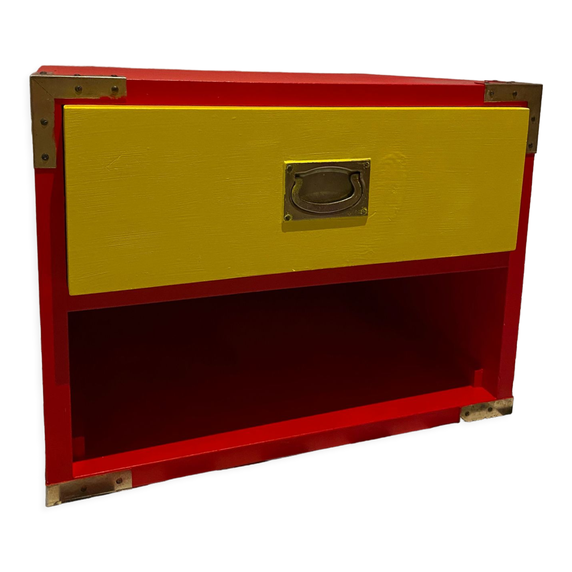 Bedside table / night design yellow red