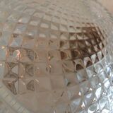 Round ceiling lamp in structured glass/vintage 60s-70s