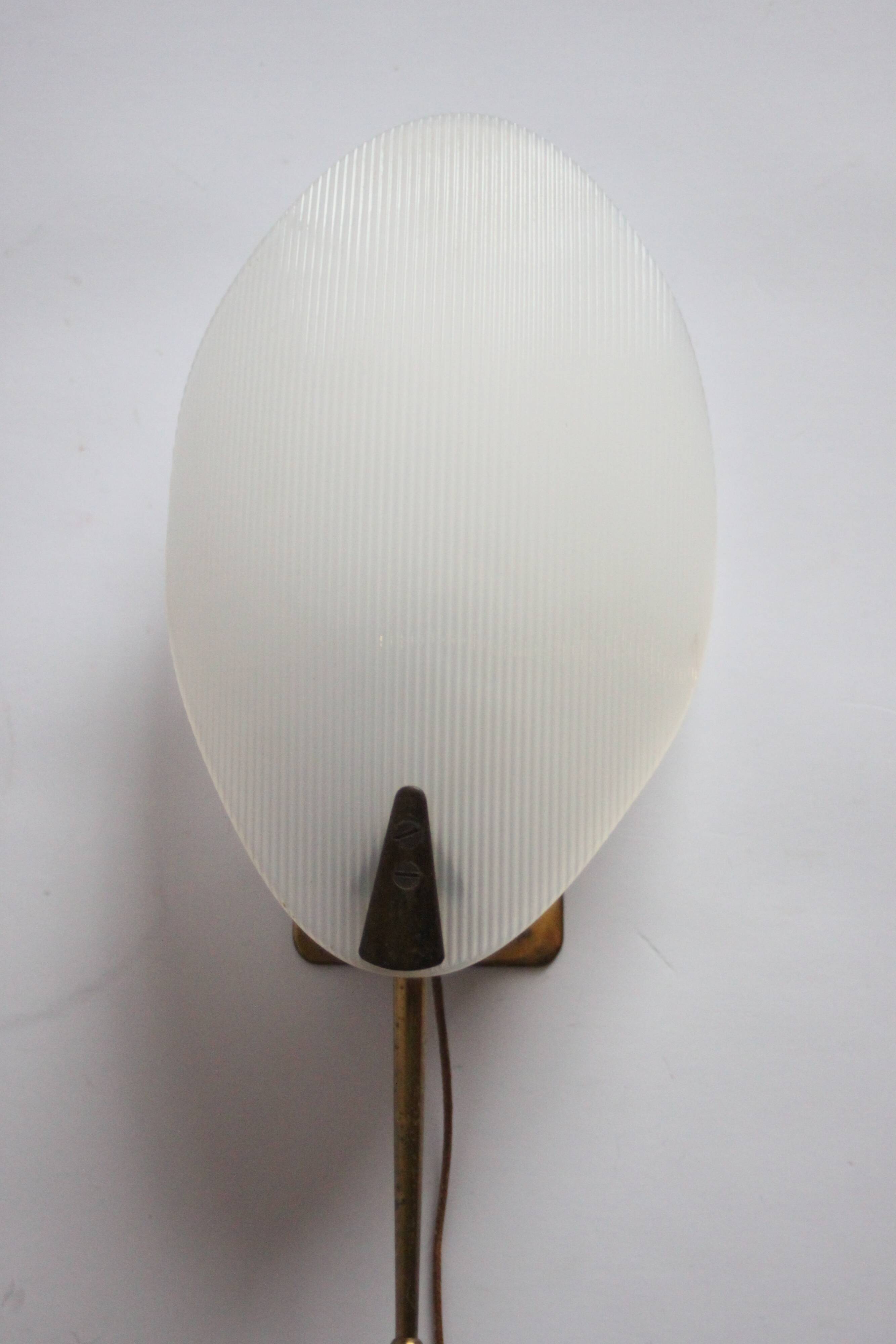 1950S leaf shaped brass and acrylic wall sconces