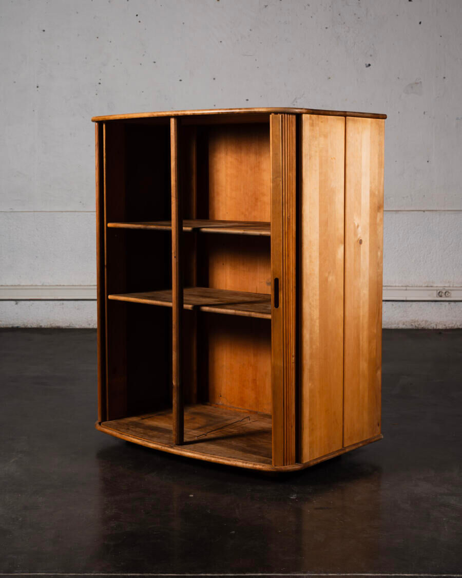 Grocery cabinet with curtain