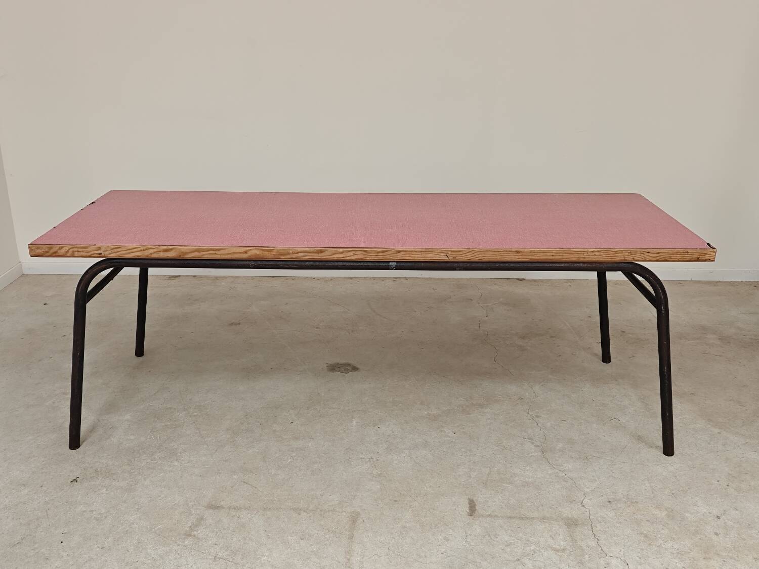 1960s pink Formica and metal refectory table