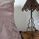Handcrafted openwork wrought iron lamp