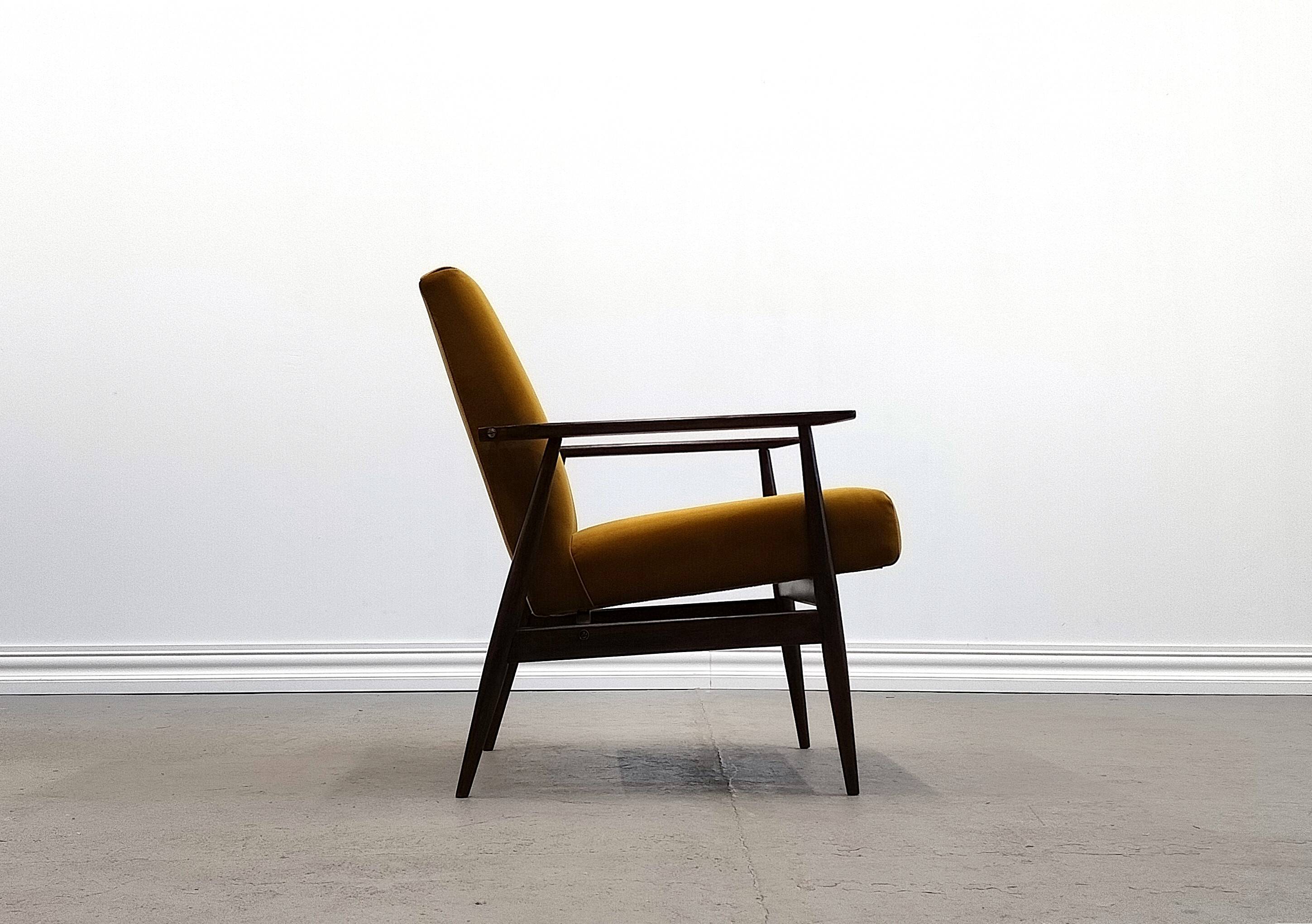 1960 Henryk Lis Mid Century armchair in Goldenrod velvet