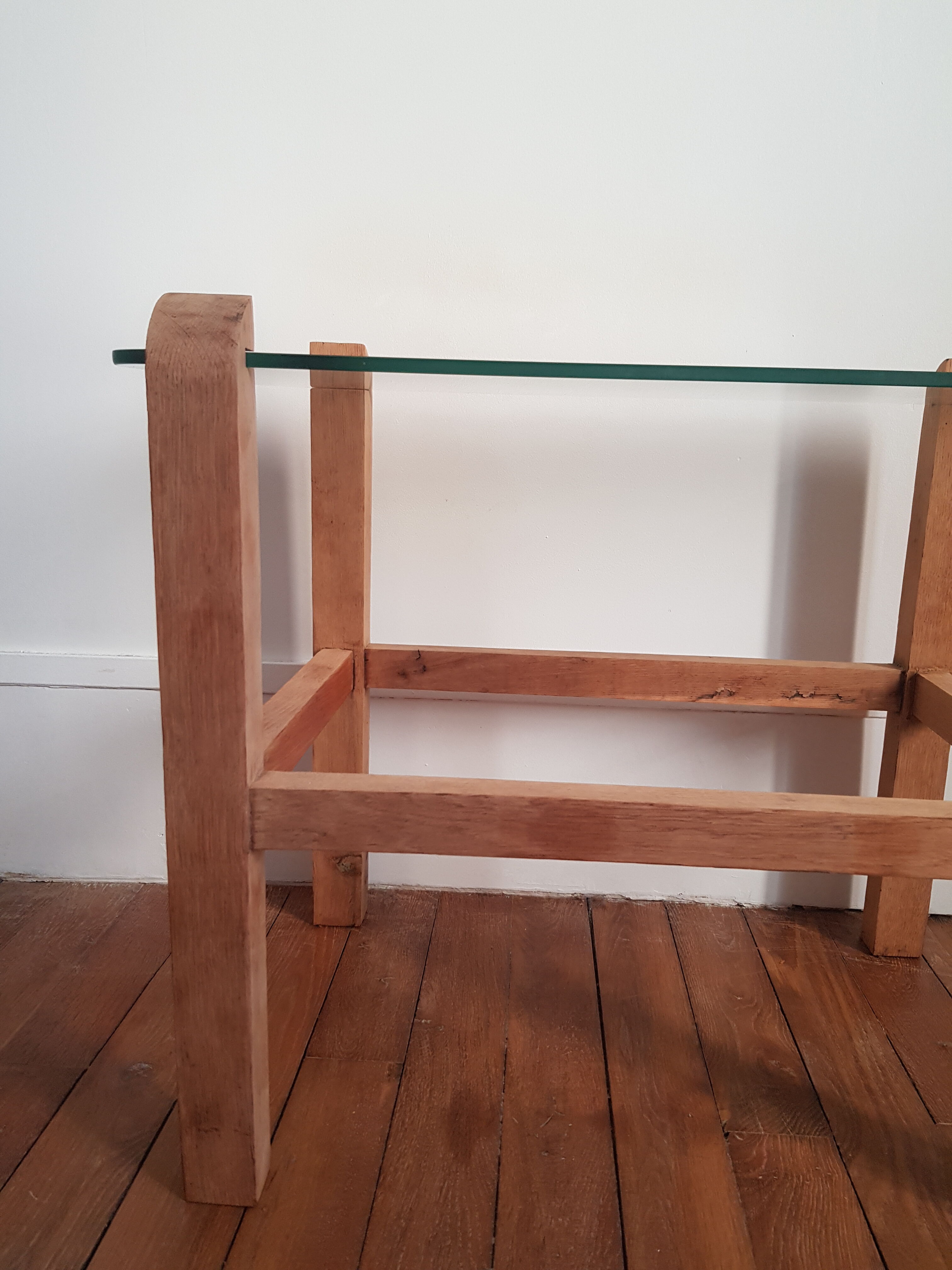 Wood and glass coffee table