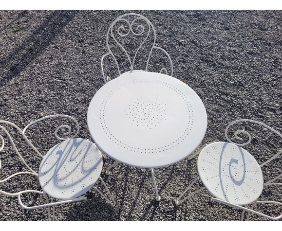 Wrought iron garden furniture 3 armchairs + 1 table