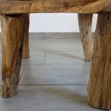 Brutalist coffee table in solid wood from the 50s