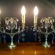 Paire de girandoles en bronze et cristal