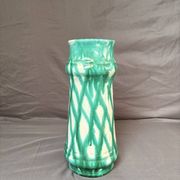 Vintage Glazed Geometric Ceramic Vase Green Blue West Germany 1960 Bay