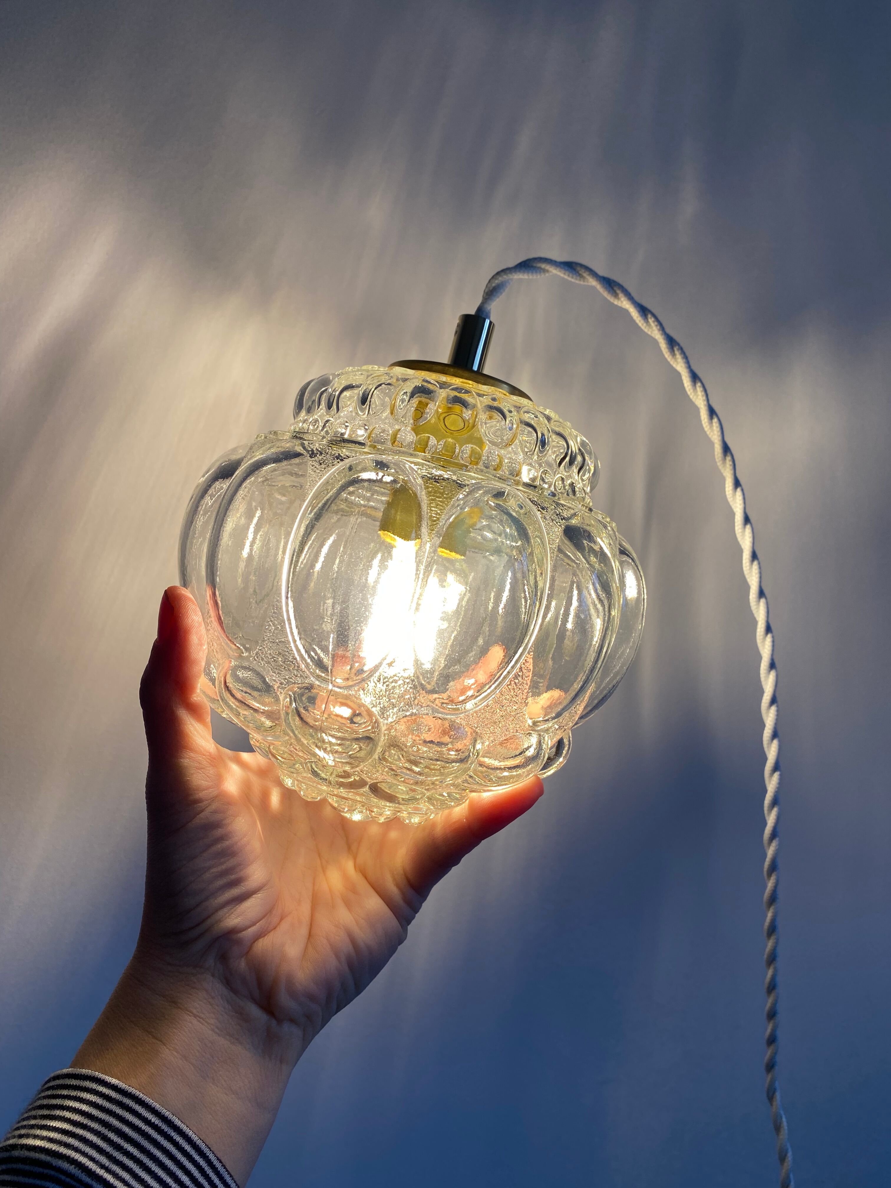 Vintage molded glass globe lamp