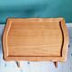 Table d'appoint porte revue bois et cannage
