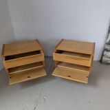 Pair of bedside tables in light wood