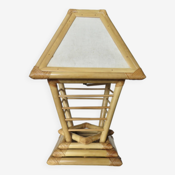 XXL “pagoda” lamp in bamboo and rattan from the 70s