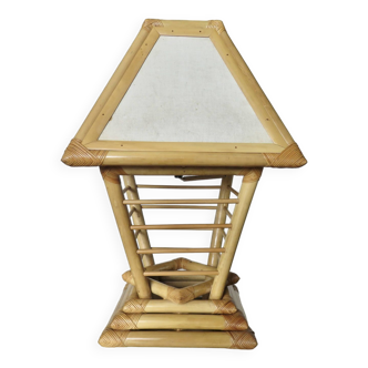 XXL “pagoda” lamp in bamboo and rattan from the 70s