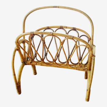 Vintage rattan magazine rack