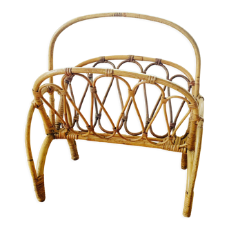 Vintage rattan magazine rack